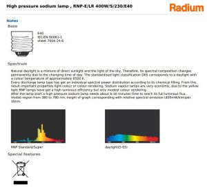 Bóng đèn cao áp Radium RNP-E/LR 250W/S/230/E40